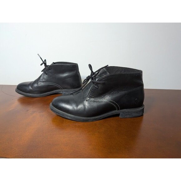 Hush Puppies Black Leather Lace Up Ankle Boots Women's 6 Wide Chukka Comfort EUC - Picture 8 of 9